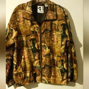 ACTIVOLOGY Vintage Silk‎ Jacket. Size Small Sailor /Ship Print